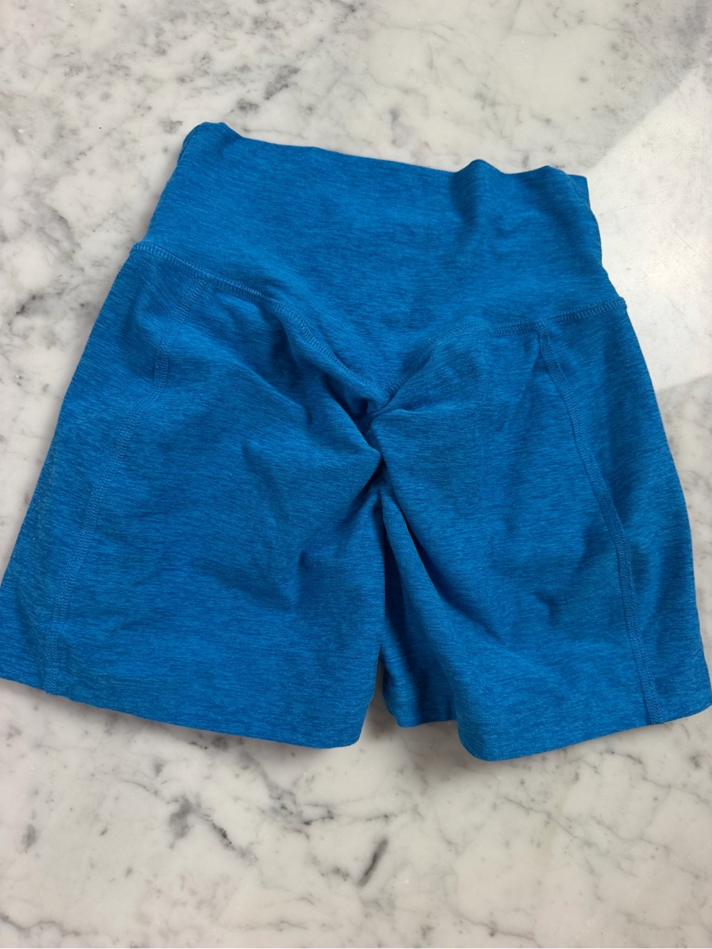Bombshell Sportswear Teal-Blue High Waist Athletic Shorts - Picture 3 of 3